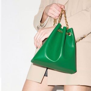 Nanushka Vegan Napa Green Bucket bag